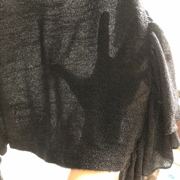 MM6 Maison Margiela black sheer side ruffle top